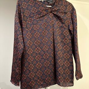 Club Monaco Black and Orange Geometric Blouse